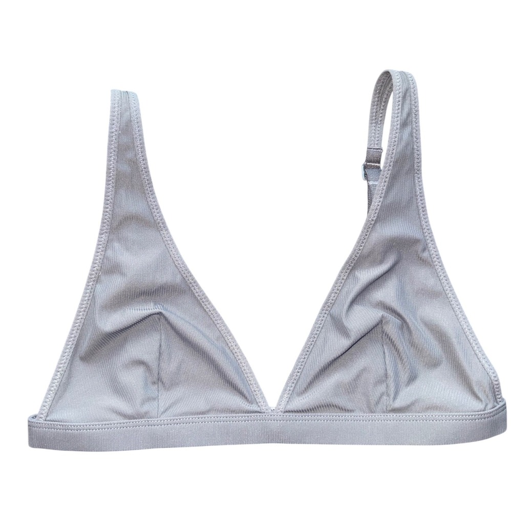 Intimately Free People Ribbed Triangle‎ Bralette Gray Wireless Adjustable Strap